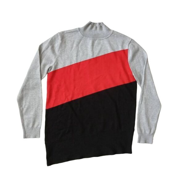 89th & Madison Asymmetrical Hem Colorblock Knit Pullover Sweater Women's Medium - Picture 1 of 11